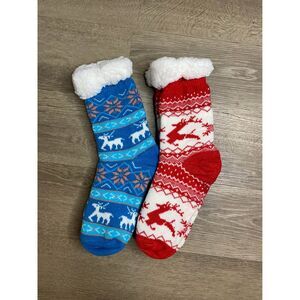 Thermal Socks – Turquoise & Orange / Red & White with Slip Grips, Size 6–9